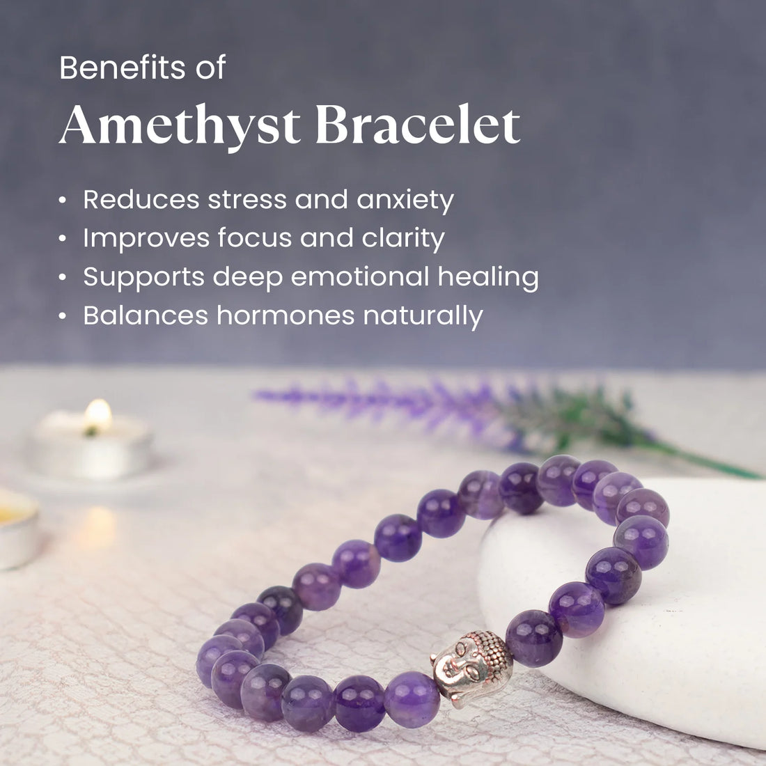 Amythest Bracelet - Mind Calm & Stress Relief